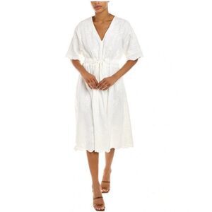 Josie Natori Embroidered Midi Dress In White Cottagecore Feminine Chic Elegant